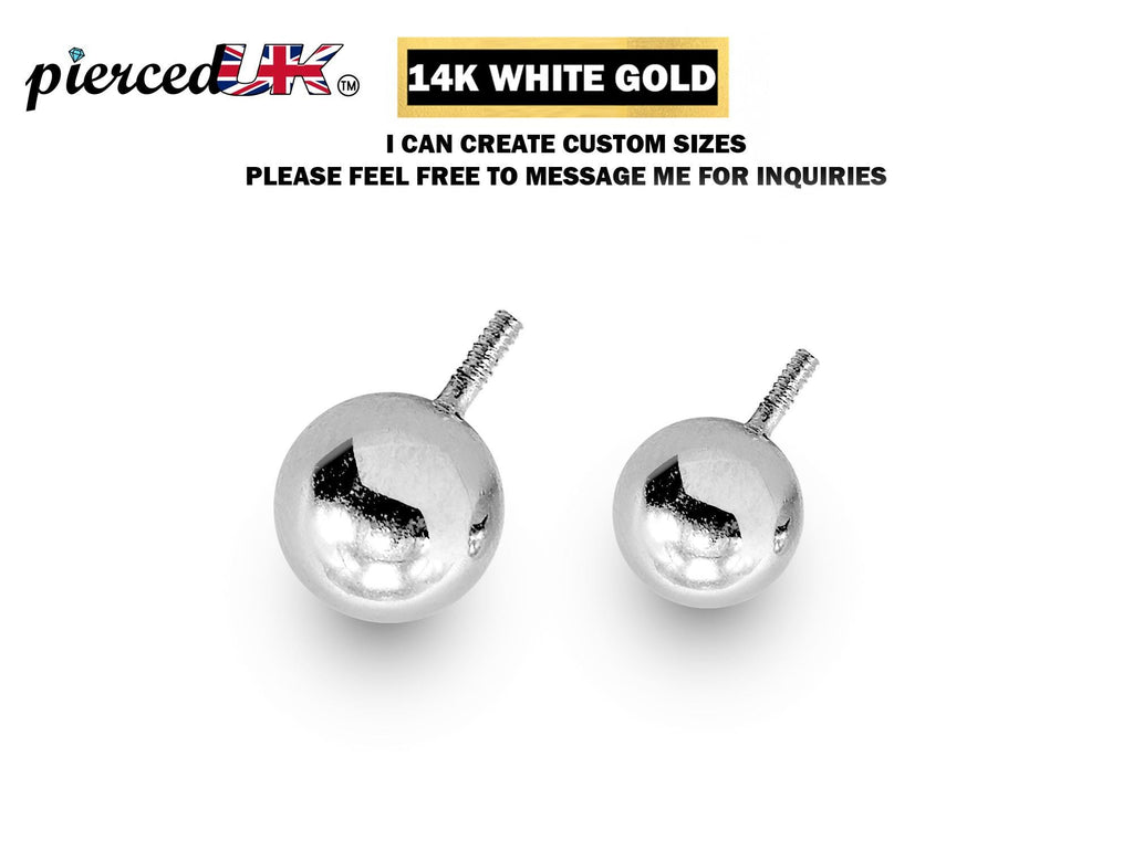 14K White Gold Piercing Ball Replacement: Internally Threaded Body Jewelry