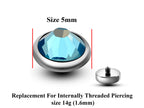 14g Surgical Steel Piercing Attachment: 5mm Internally Threaded (2pcs)