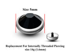 14g Surgical Steel Piercing Attachment: 5mm Internally Threaded (2pcs)