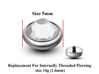 14g Surgical Steel Piercing Attachment: 5mm Internally Threaded (2pcs)