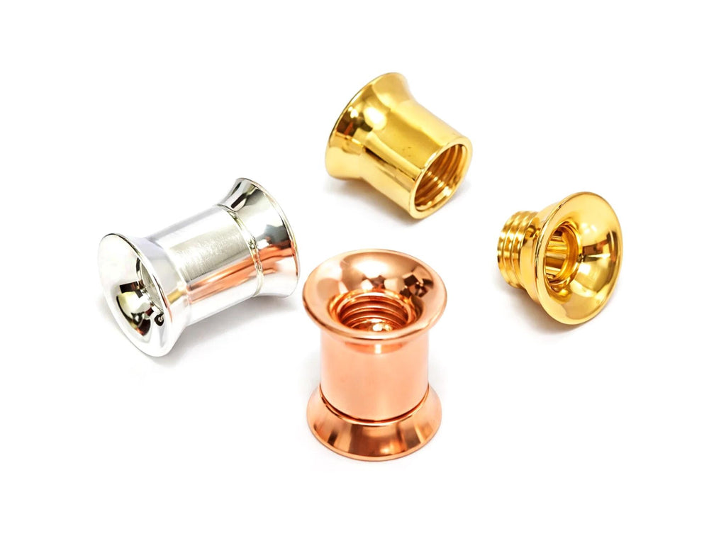 Silver Double Plug Screw Ear Gauges Stretching Kit - (1 piece)