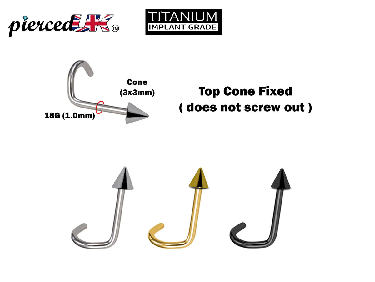 Cone Spike Nose Stud: 18G Titanium Nostril Screw