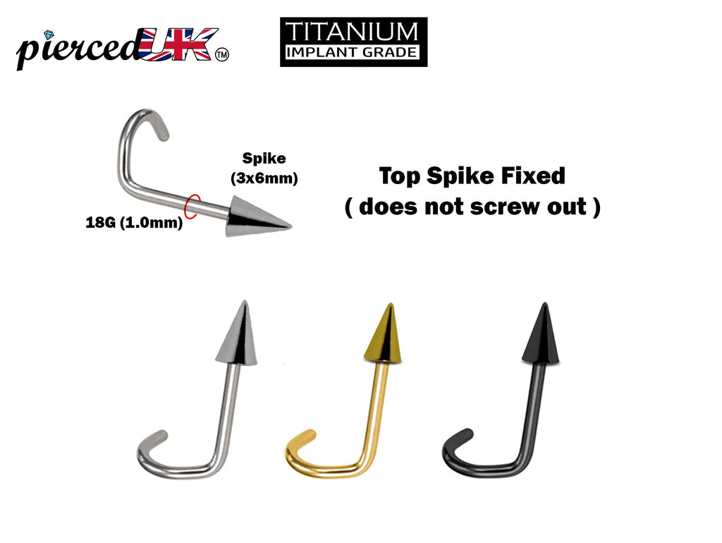 Cone Spike Nose Stud: 18G Titanium Nostril Screw