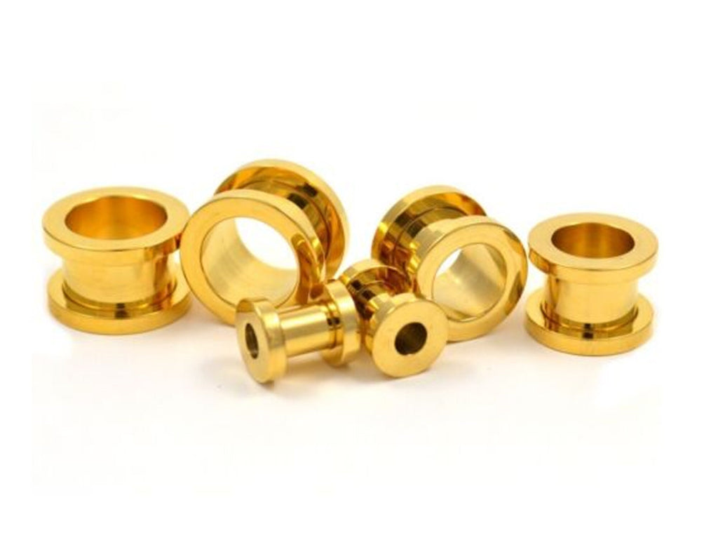 Gold Plated Titanium Ear Tunnel Plug: Threaded Gauges (00g to 12g)