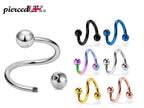 Spiral Barbell: 16g/14g Surgical Steel Eyebrow/Conch Piercing