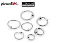 Titanium Captive Bead Ring: Ear, Septum, Lip, Nipple Piercing (18g-0g)