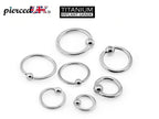 Titanium Captive Bead Ring: Ear, Septum, Lip, Nipple Piercing (18g-0g)
