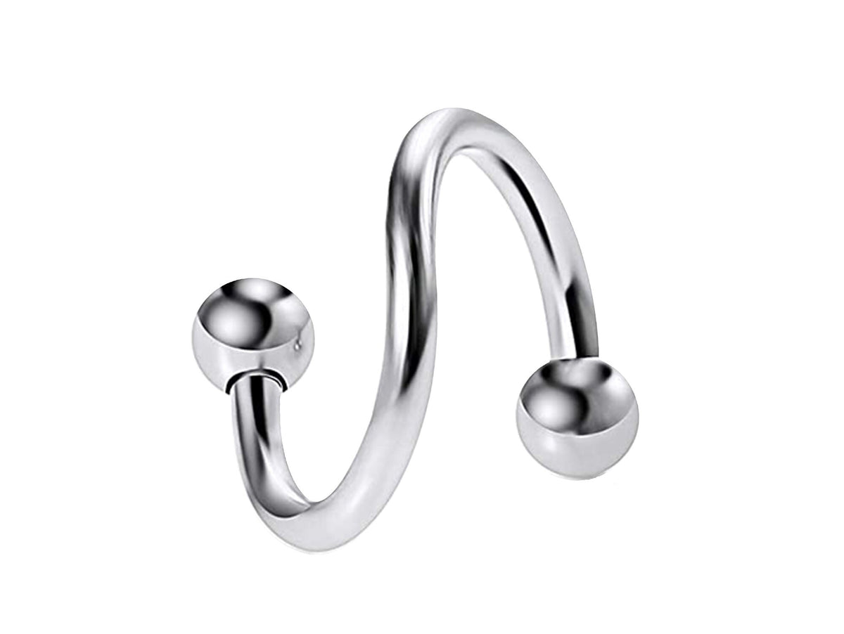 Spiral Barbell: 16g/14g Surgical Steel Eyebrow/Conch Piercing