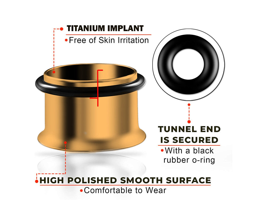 Rose Gold Plated Titanium Plugs: Single Flare Tunnels, Ear Stretchers