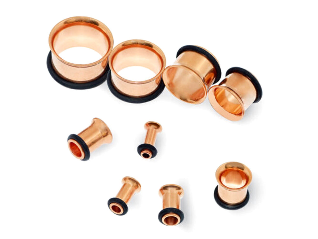 Rose Gold Plated Titanium Plugs: Single Flare Tunnels, Ear Stretchers