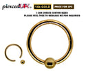 14K Gold Captive Bead Ring: BCR Body Piercing Jewelry