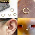 14K Gold Captive Bead Ring: BCR Body Piercing Jewelry