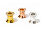 Silver Screw double plug ear gauges stretchers with gemstones - (1 piece)