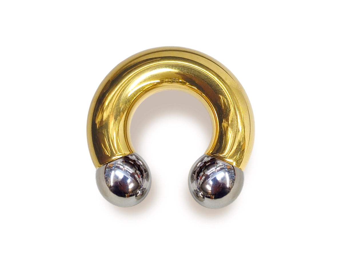 Gold Prince Albert Ring: Surgical Steel Horseshoe Barbell (16ga-00ga