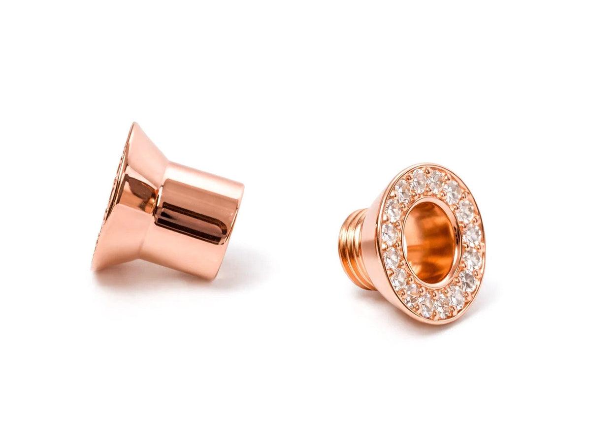 Silver Screw double plug ear gauges stretchers with gemstones - (1 piece)