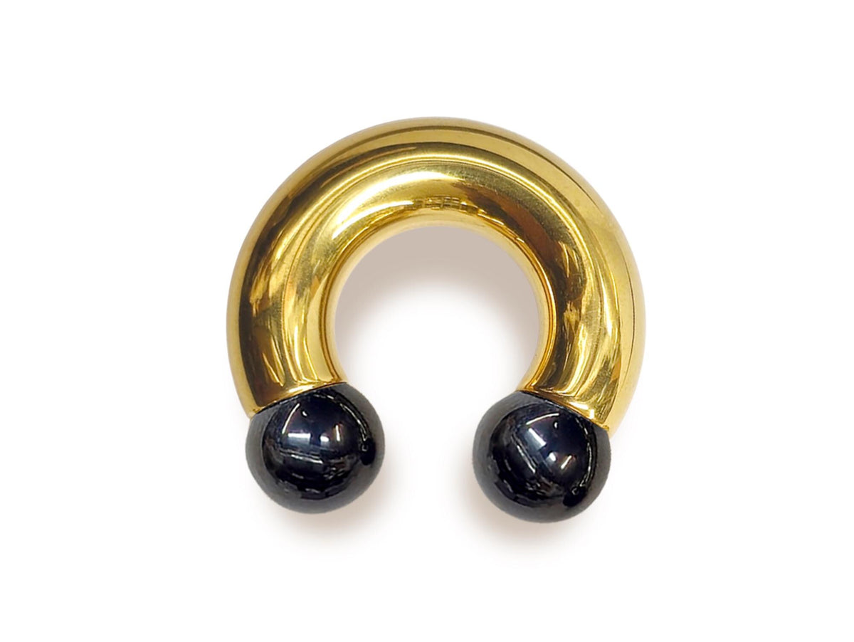 Gold Prince Albert Ring: Surgical Steel Horseshoe Barbell (16ga-00ga