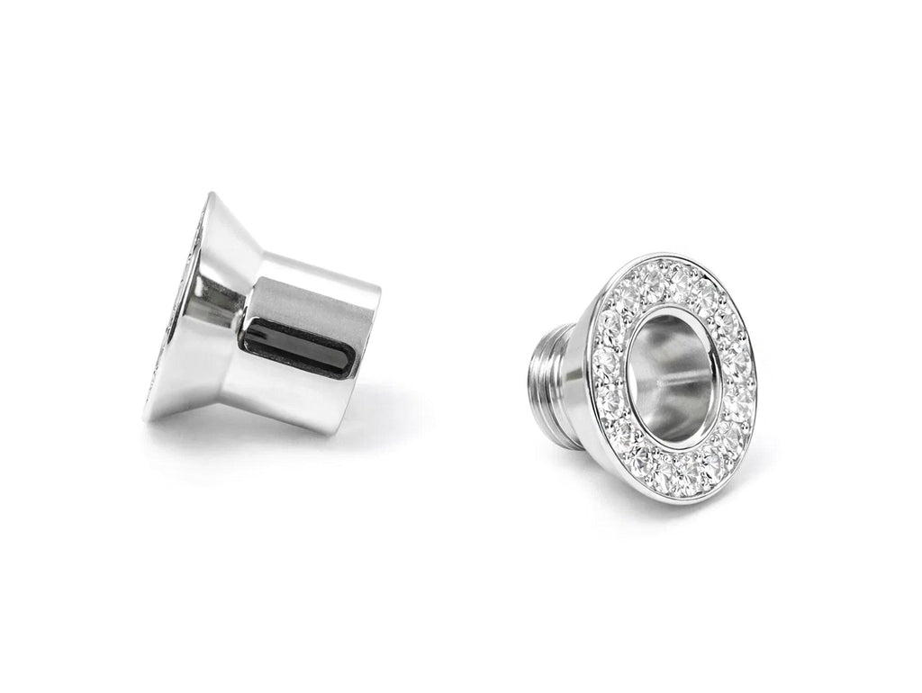 Silver Screw double plug ear gauges stretchers with gemstones - (1 piece)