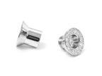 Silver Screw double plug ear gauges stretchers with gemstones - (1 piece)