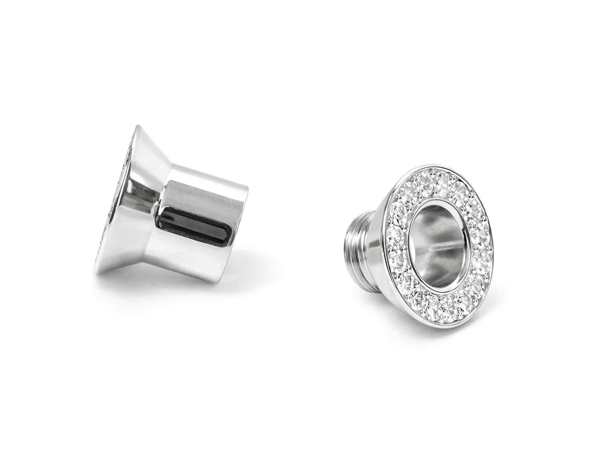 Silver Screw double plug ear gauges stretchers with gemstones - (1 piece)