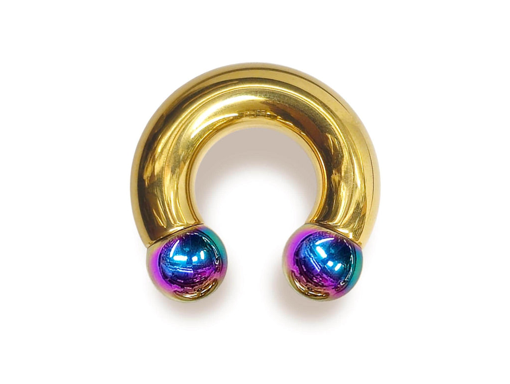 Gold Prince Albert Ring: Surgical Steel Horseshoe Barbell (16ga-00ga