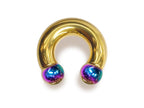 Gold Prince Albert Ring: Surgical Steel Horseshoe Barbell (16ga-00ga