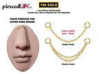 14K Gold Bridge Piercing Chain: Handmade Nose Jewelry
