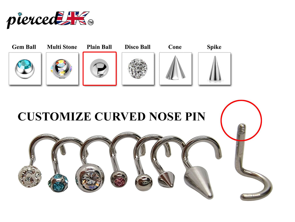 Surgical Steel Nose Ring: Customizable Cone, Spike, Gem, Crystal Studs