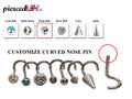 Surgical Steel Nose Ring: Customizable Cone, Spike, Gem, Crystal Studs