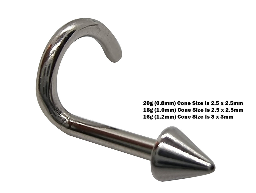 Surgical Steel Nose Ring: Customizable Cone, Spike, Gem, Crystal Studs