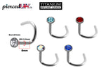 Titanium Nose Stud: 18G Nostril Screw with 2.5mm Crystal
