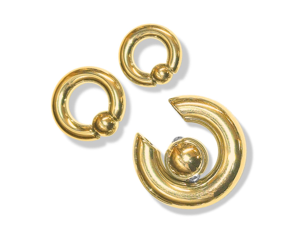 14K Gold, Prince Albert Piercing Jewelry Titanium Captive Bead Hoop CBR Large Size PA Ring Body Jewellery 2ga to 00ga sold as a single unit