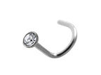 Titanium Nose Stud: 18G Nostril Screw with 2.5mm Crystal