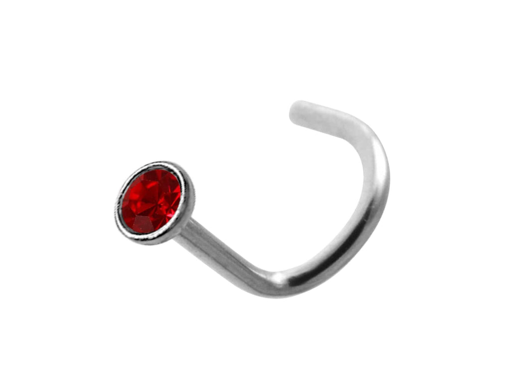 Titanium Nose Stud: 18G Nostril Screw with 2.5mm Crystal