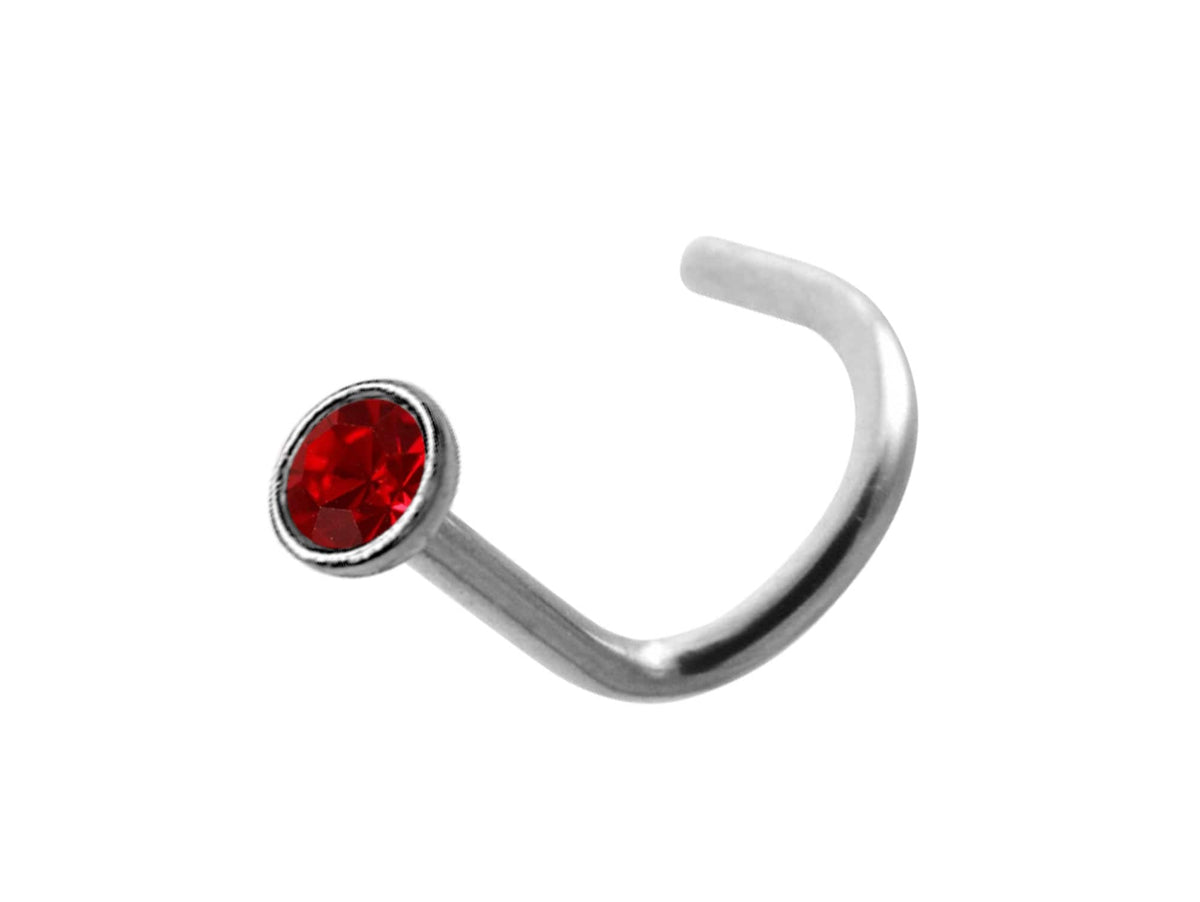 Titanium Nose Stud: 18G Nostril Screw with 2.5mm Crystal