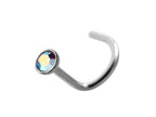 Titanium Nose Stud: 18G Nostril Screw with 2.5mm Crystal
