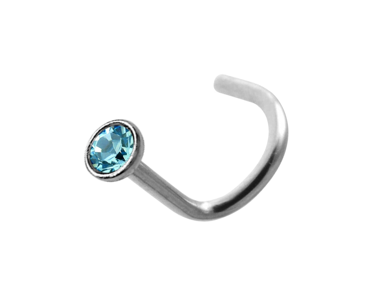 Titanium Nose Stud: 18G Nostril Screw with 2.5mm Crystal