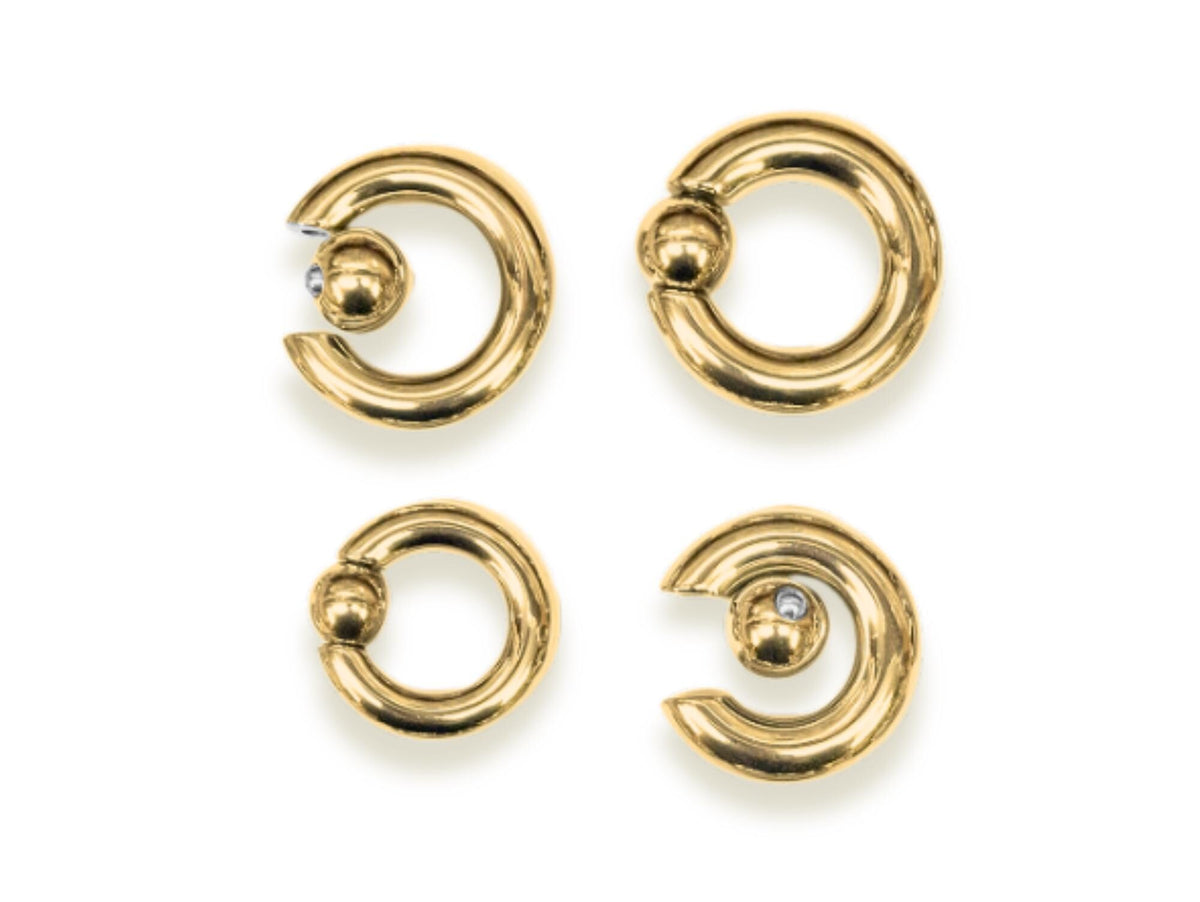 Gold PA Ring Prince Albert Piercing Jewelry Titanium Captive Bead Hoop CBR Large Size Body Jewellery 2ga to 00ga sold as a single unit