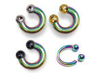 Rainbow Prince Albert Ring: Surgical Steel Horseshoe Barbell - 10ga to 00ga