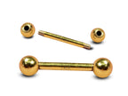 14K Gold Barbell Piercing: 16G/14G, 6mm-24mm Body Jewelry