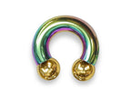 Rainbow Prince Albert Ring: Surgical Steel Horseshoe Barbell - 10ga to 00ga