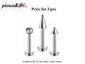 Surgical Steel Labret Stud Set: Spike, Ball, Cone Lip Piercing (3pcs)