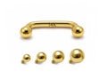 14K Gold Staple barbell Surface Dermal Implant with Internally Threaded Top Ball
