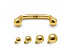 14K Gold Staple barbell Surface Dermal Implant with Internally Threaded Top Ball