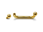 14K Gold Staple barbell Surface Dermal Implant with Internally Threaded Top Ball