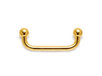 14K Gold Staple barbell Surface Dermal Implant with Internally Threaded Top Ball