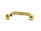 14K Gold Staple barbell Surface Dermal Implant with Internally Threaded Top Ball