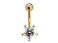 14K Gold Star Crystal Belly Bar: Fine Body Piercing