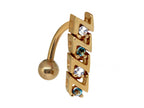 14K Gold Belly Ring: Reverse Loop Navel Jewelry with Crystals