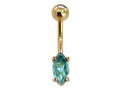 14K Gold Belly Ring: Marquise Gemstone Navel Piercing