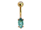 14K Gold Belly Ring: Marquise Gemstone Navel Piercing